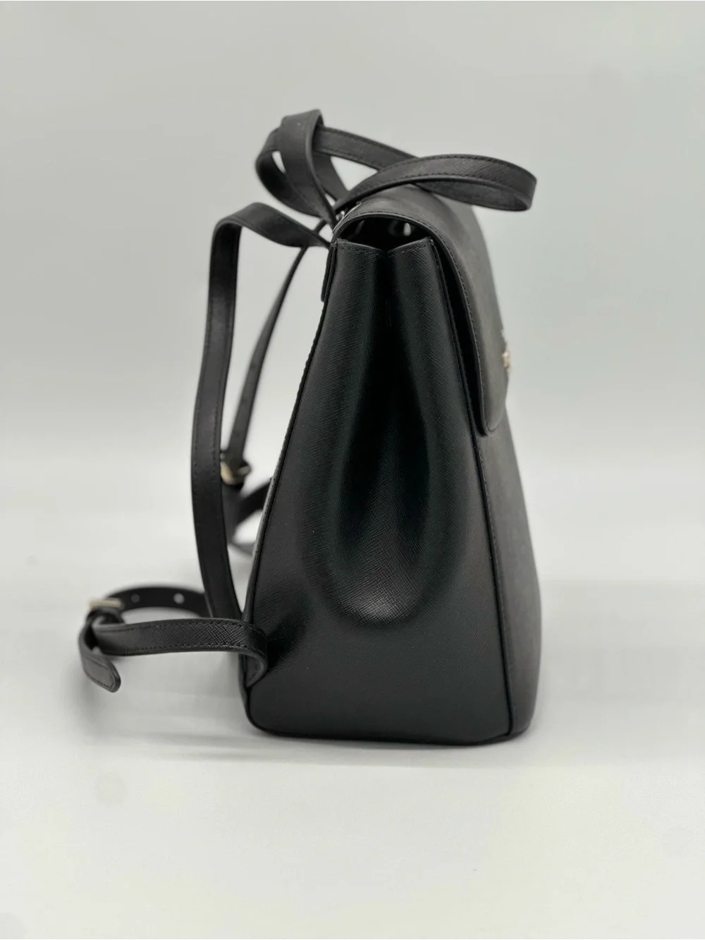 kate spade Black Saffiano Leather Flap Backpack